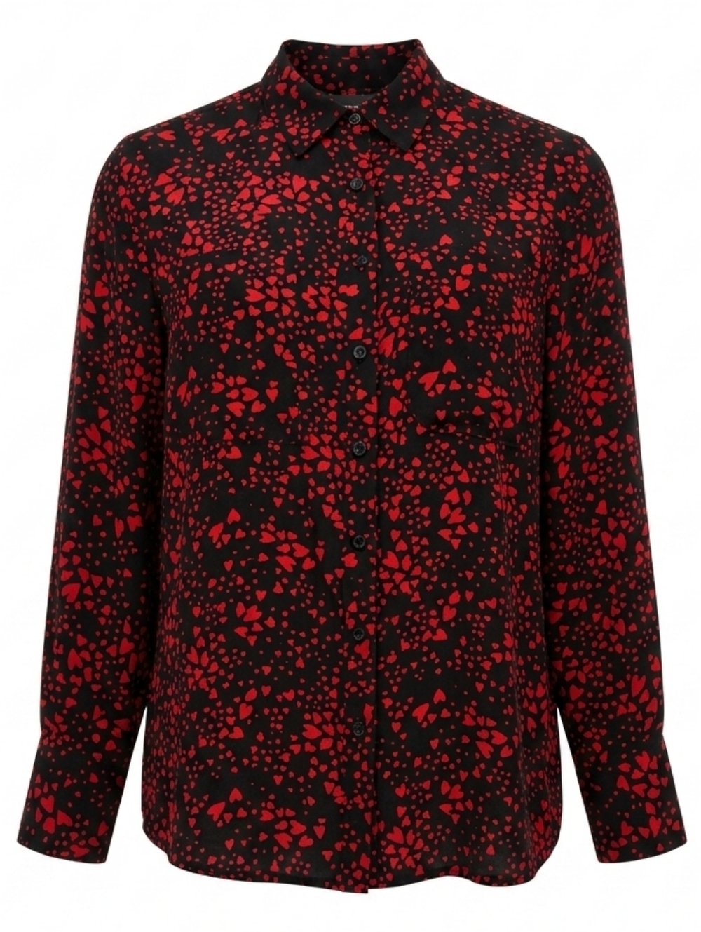 Love & Legend Black & Red Heart-Print  Blouse